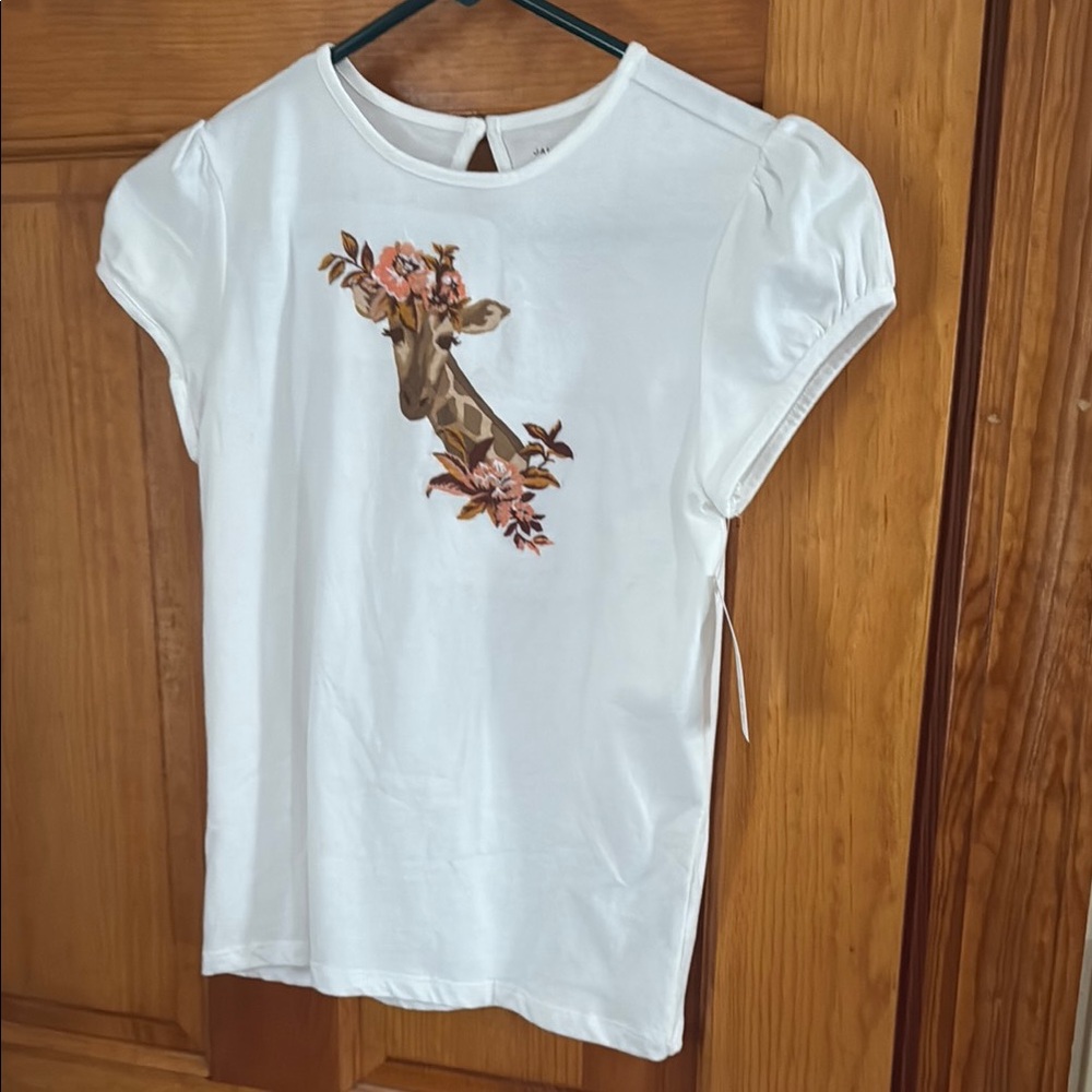 Janie and Jack White Brown Floral Short Sleeve Tee